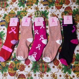 5 Pairs of Women's Breast Cancer Awareness Socks